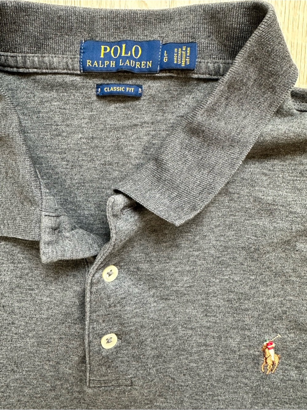 Ralph Lauren Men’s Heather Gray Polo Shirt with Embroidered Pony - Picture 2 of 4